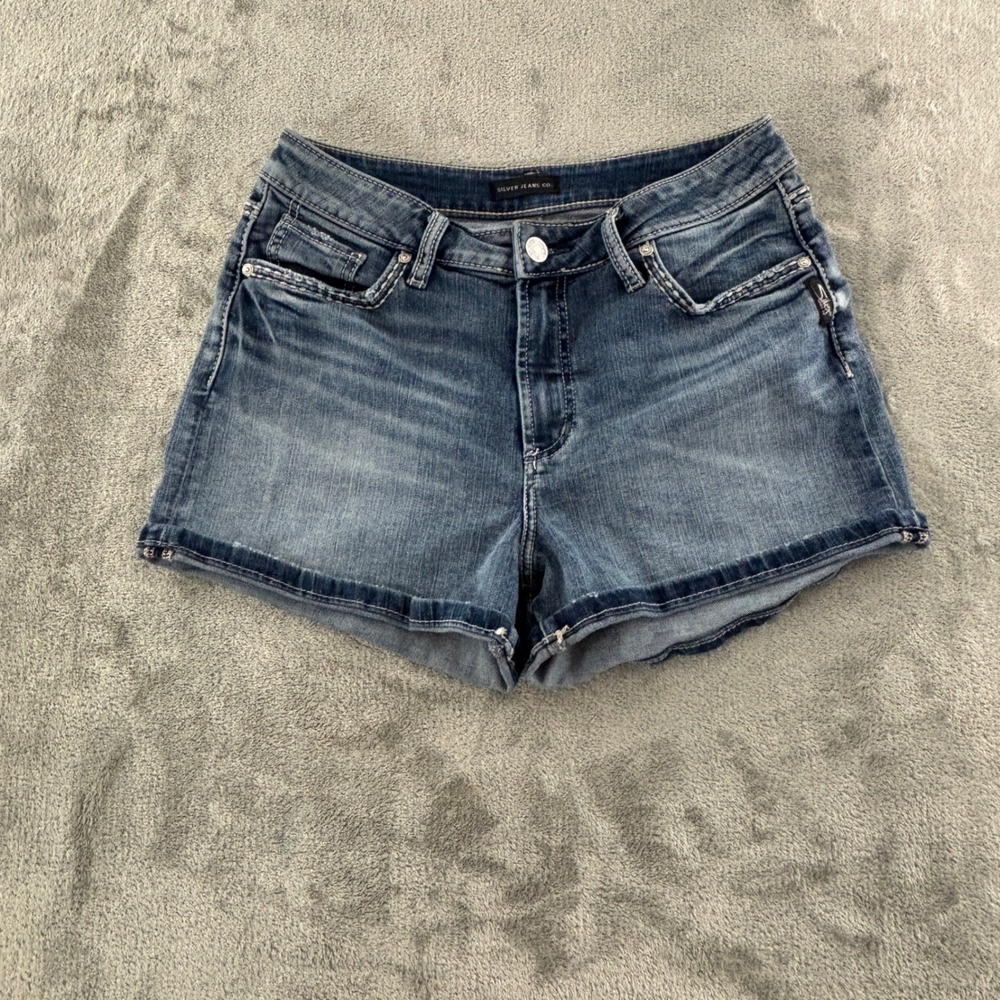 Silver Jeans Avery Short Womens‎ 30 Medium Wash Stretch Denim Mid Rise 3" Inseam